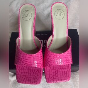 Missguided Croc Mid Wedge Mule Sandal